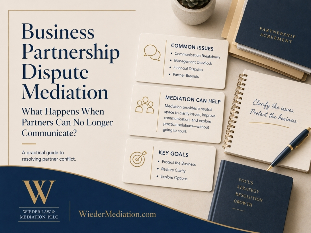 Business partnership dispute mediation for partners facing communication breakdown and management conflict